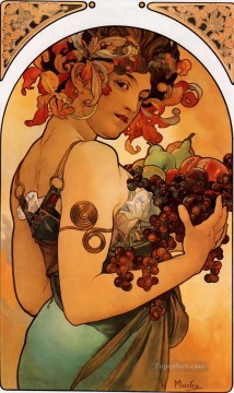  Alphons Lienzo - Fruta 1897 litografía checa Art Nouveau distinta de Alphonse Mucha